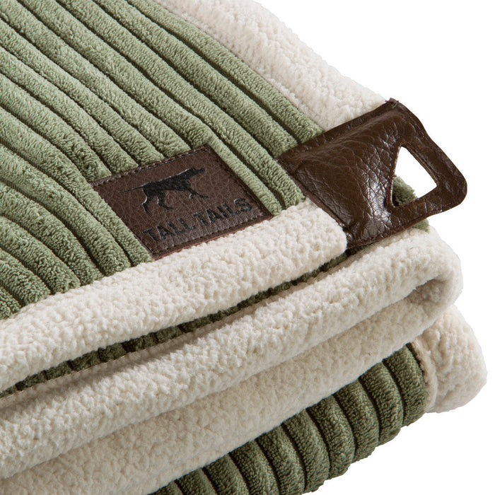 Corded Fleece Blanket, Sage and Cream
