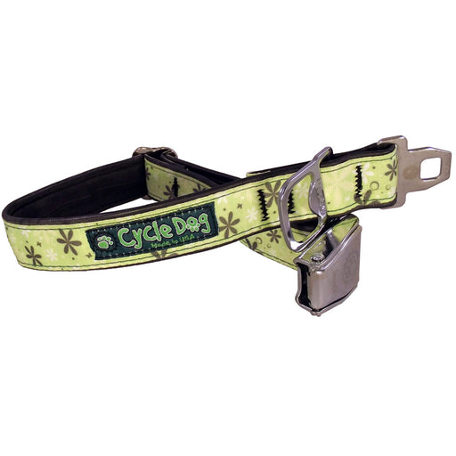 Eco-Dog collar, Apple Green Retro Flowers
