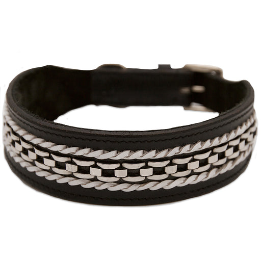 Black Collar with Chain and White Braid