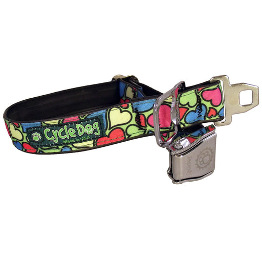 Eco-Dog Collar, Green base Hearts