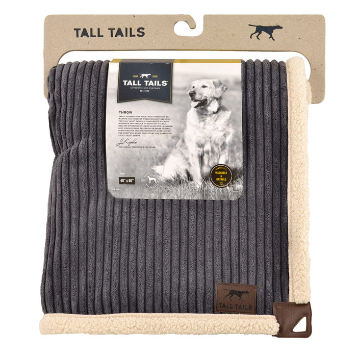 Corded Fleece Blanket, Charcoal and Cream