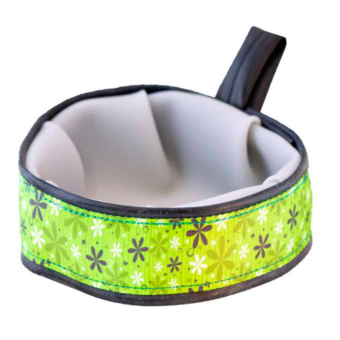 Eco-Dog Trail Buddy Bowl, Apple Green Retro Flowers