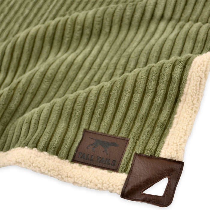 Corded Fleece Blanket, Sage and Cream