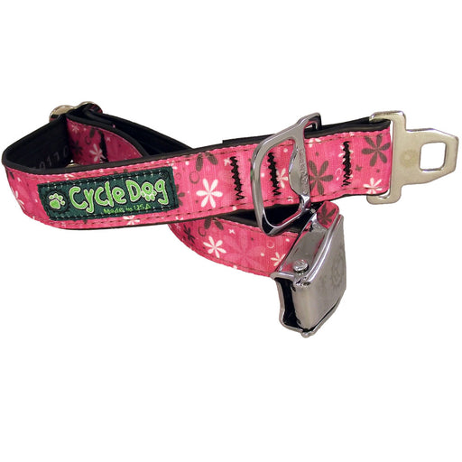 Eco-Dog Collar, Hot Pink Retro Flowers