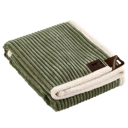 Corded Fleece Blanket, Sage and Cream