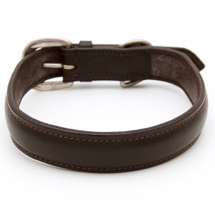 Plain Brown Padded Dog Collar