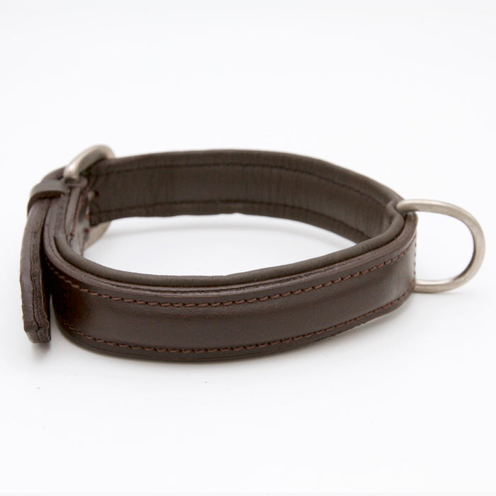 Plain Brown Leather Dog Collar - Extra D Ring