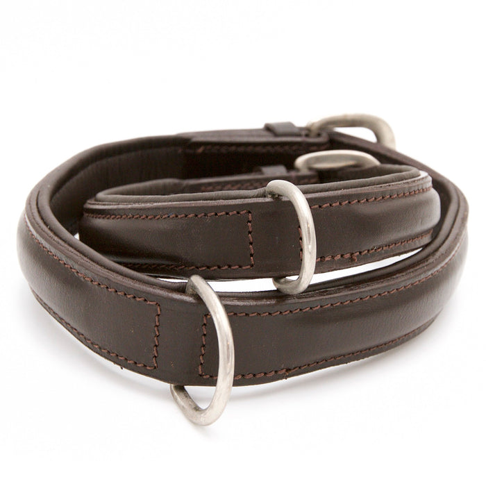 Plain Brown Leather Dog Collar - Extra D Ring