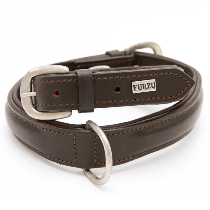 Plain Brown Leather Dog Collar - Extra D Ring